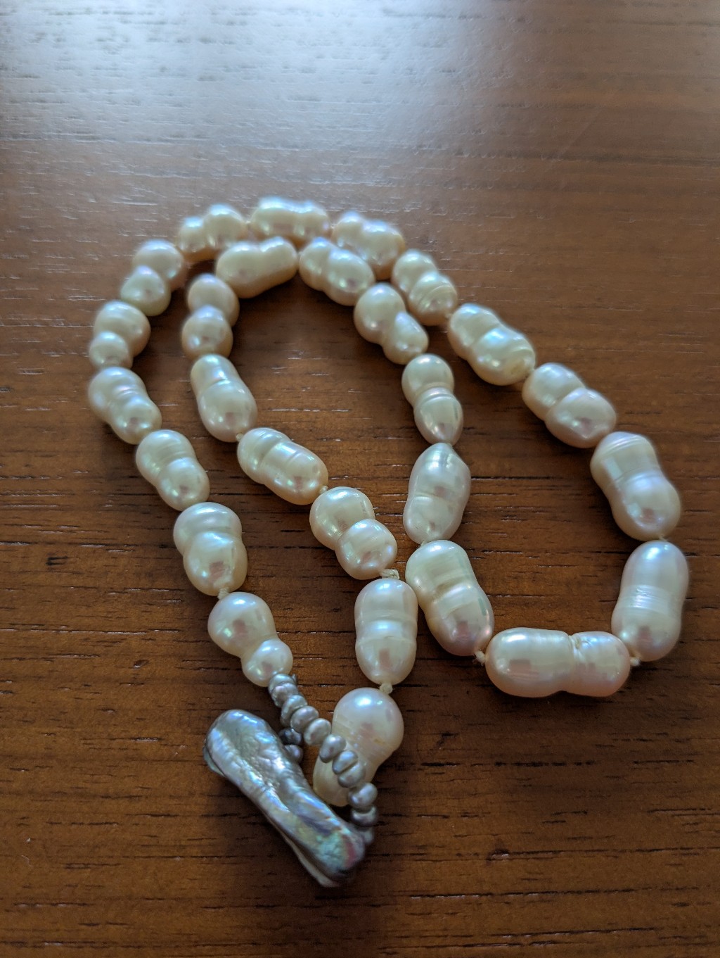 Freshwater Baroque Pearl Necklace Cream- Lt Peach Color 16.5" Victoria Greenhood